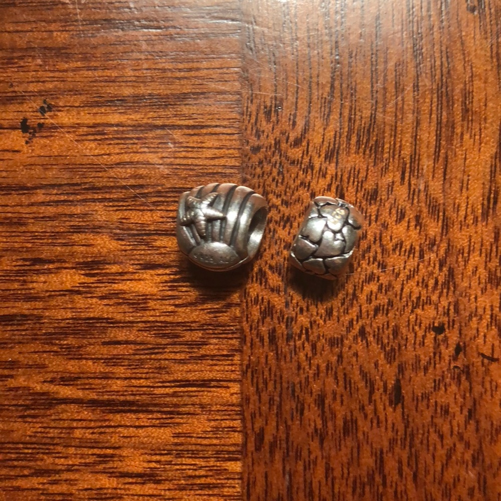 Seashell and silver hearts Pandora charms